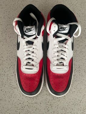 Nike Vision Mid Sneakers in Red, White & Black